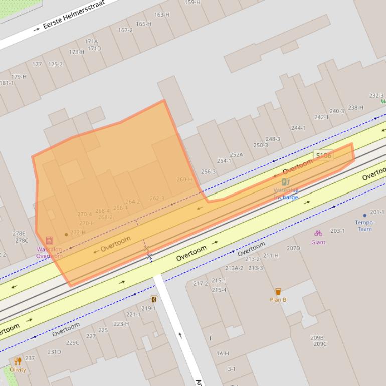 Kaart van postcodegebied 1054JB.