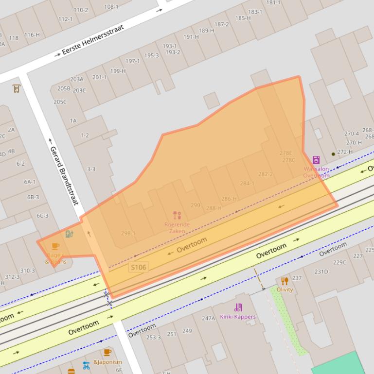 Kaart van postcodegebied 1054JC.
