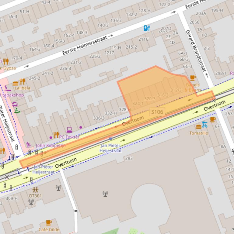 Kaart van postcodegebied 1054JD.