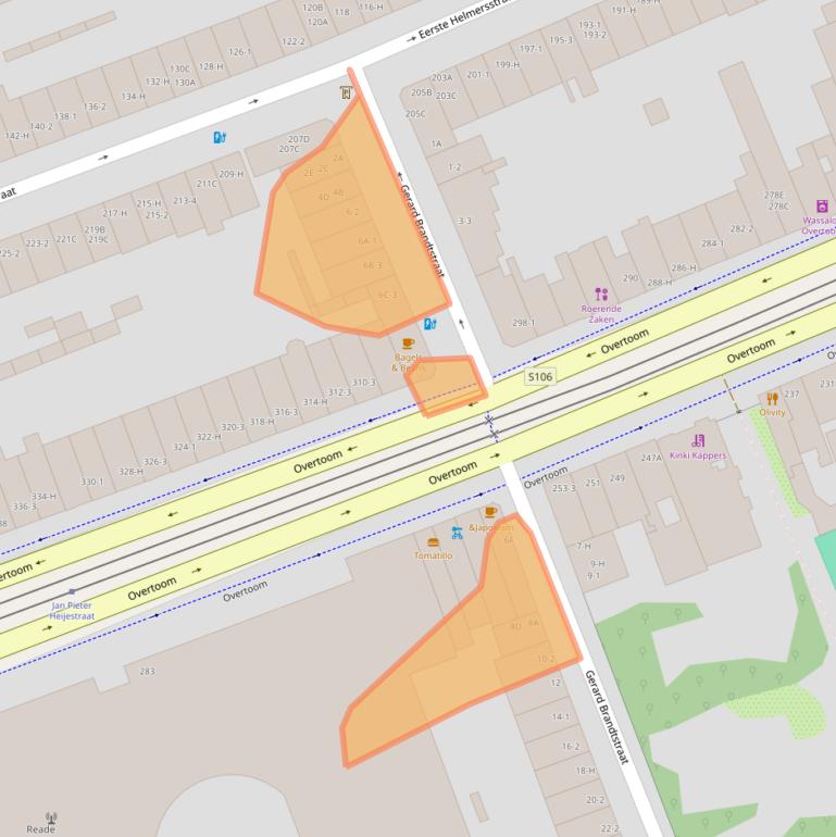 Kaart van postcodegebied 1054JJ.