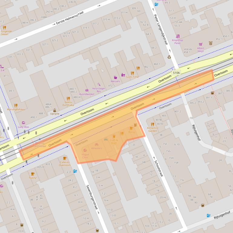 Kaart van postcodegebied 1054JR.