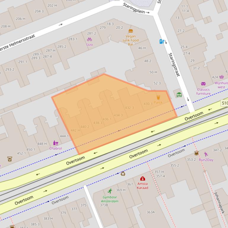 Kaart van postcodegebied 1054JV.