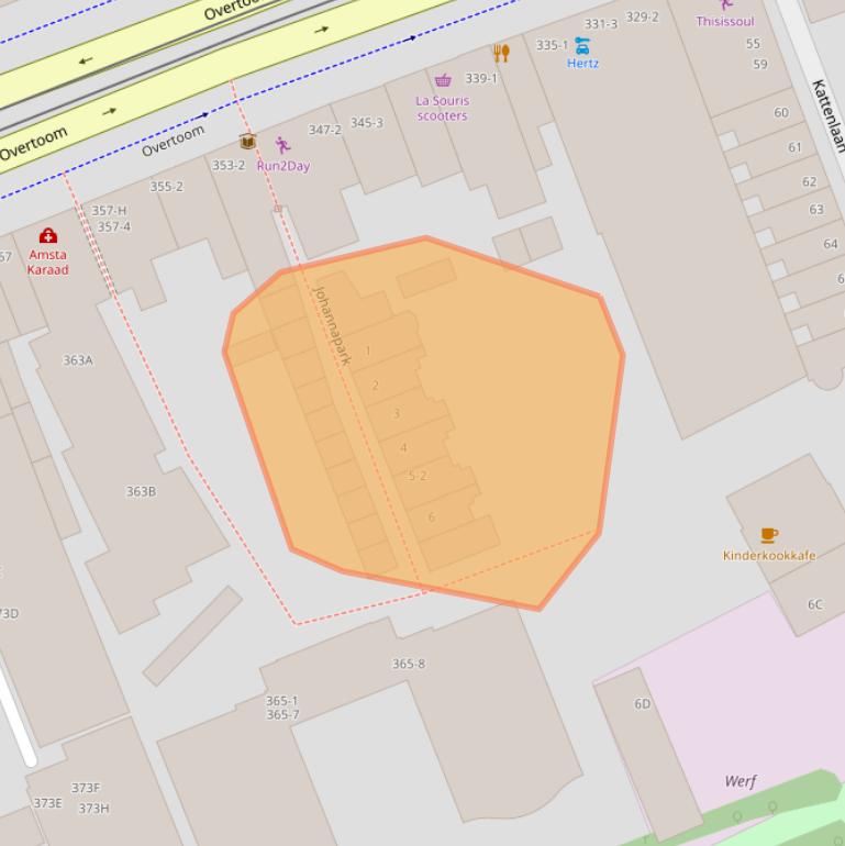 Kaart van postcodegebied 1054KB.