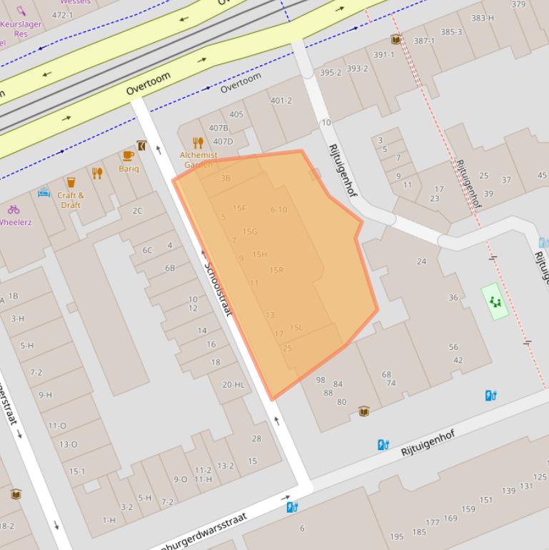 Kaart van postcodegebied 1054KC.