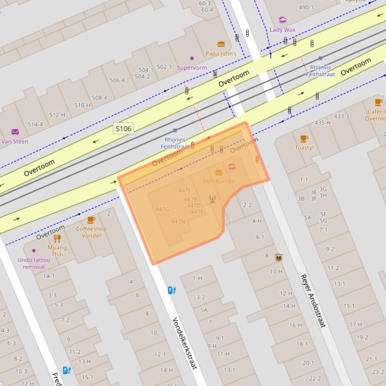 Kaart van postcodegebied 1054KG.