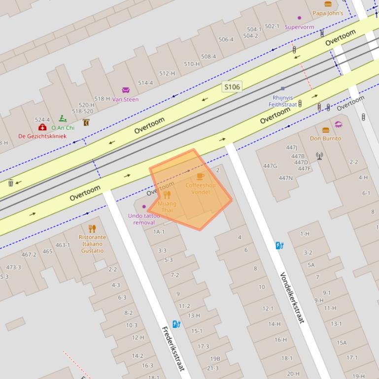 Kaart van postcodegebied 1054KH.