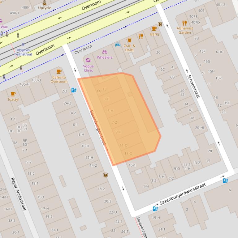 Kaart van postcodegebied 1054KM.