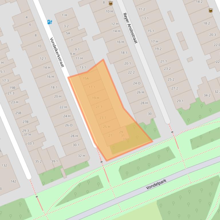 Kaart van postcodegebied 1054KX.