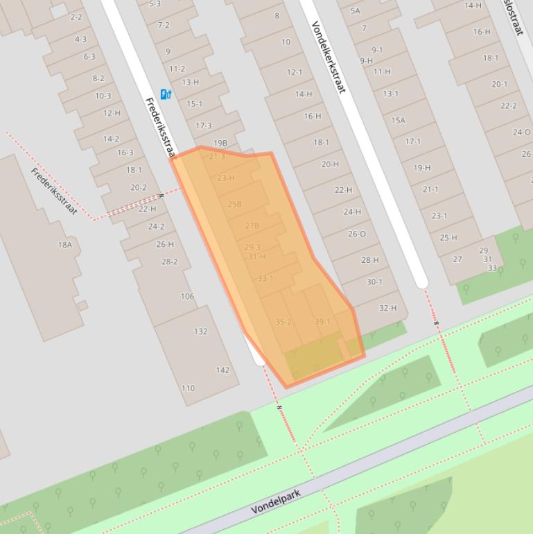Kaart van postcodegebied 1054LB.