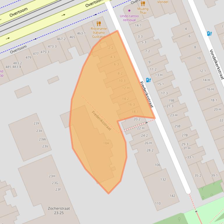 Kaart van postcodegebied 1054LC.