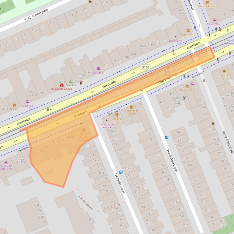 Kaart van postcodegebied 1054LE.