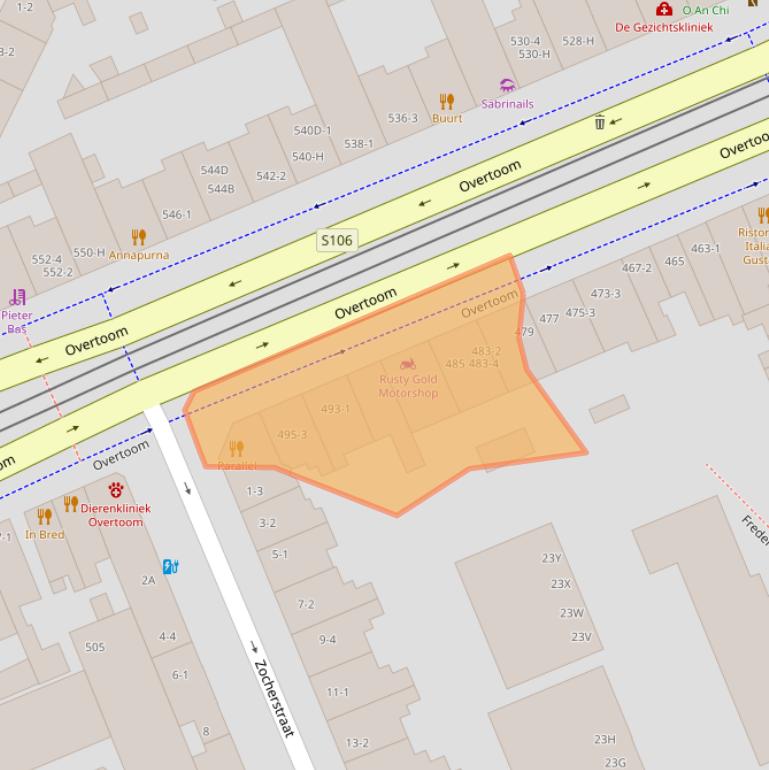 Kaart van postcodegebied 1054LG.