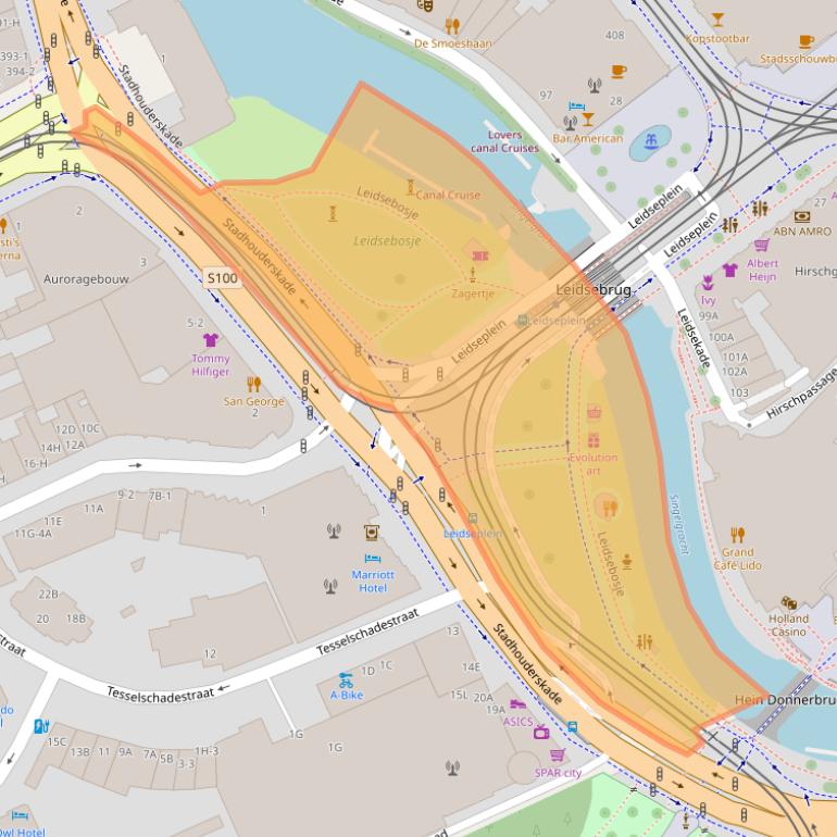 Kaart van postcodegebied 1054LJ.