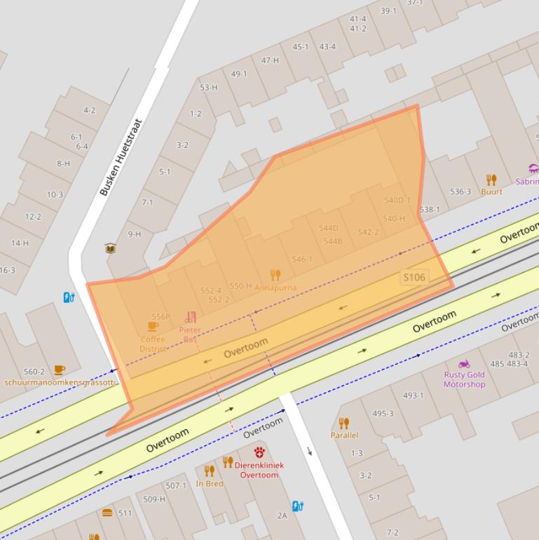 Kaart van postcodegebied 1054LM.