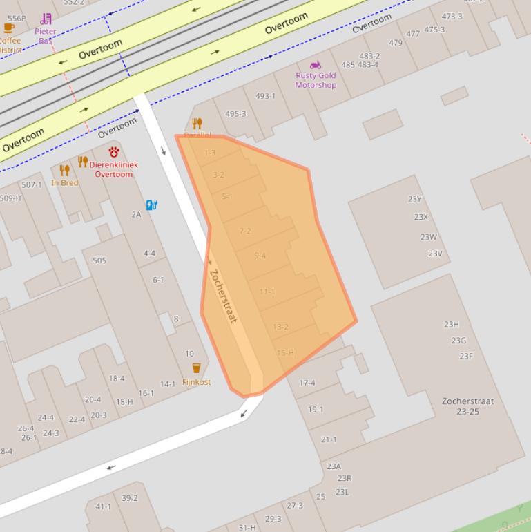 Kaart van postcodegebied 1054LP.