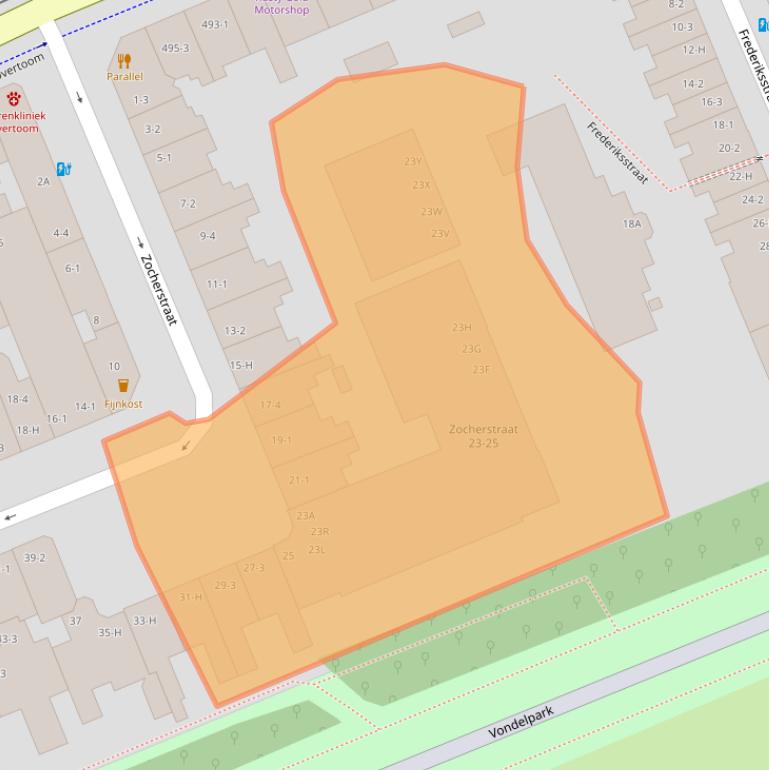 Kaart van postcodegebied 1054LR.