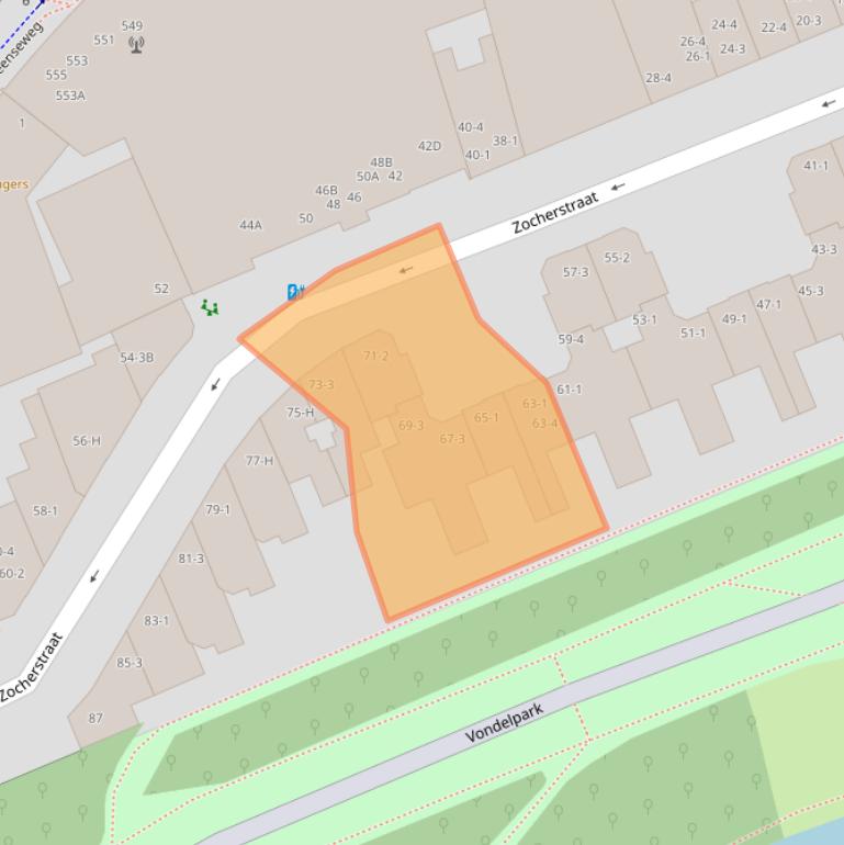 Kaart van postcodegebied 1054LV.