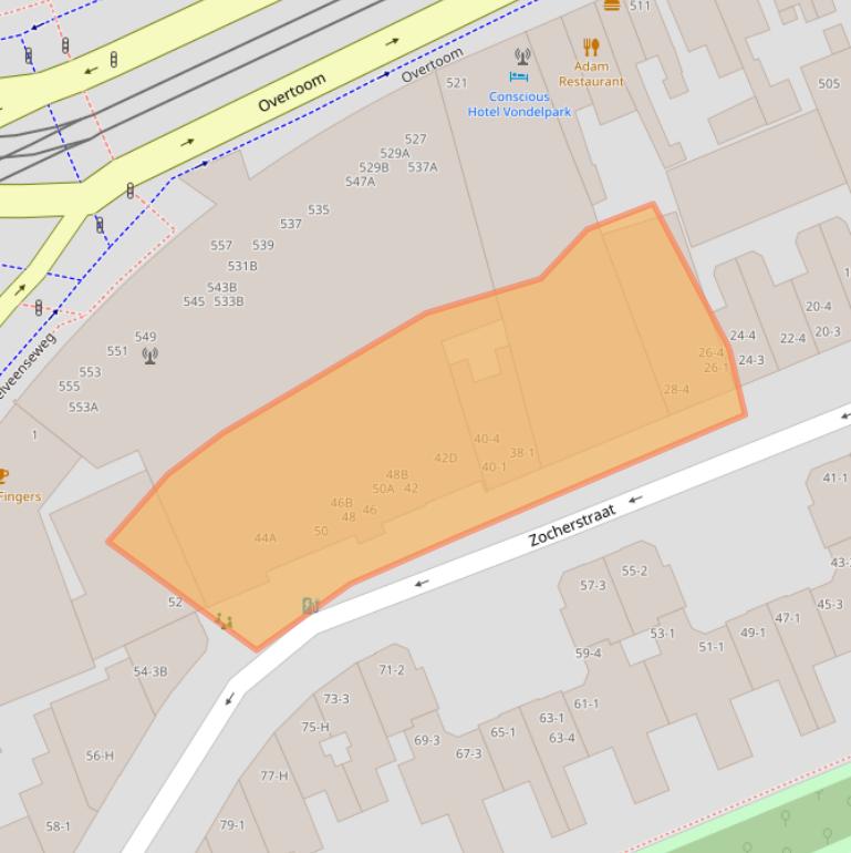 Kaart van postcodegebied 1054LZ.