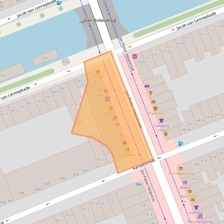 Kaart van postcodegebied 1054MH.