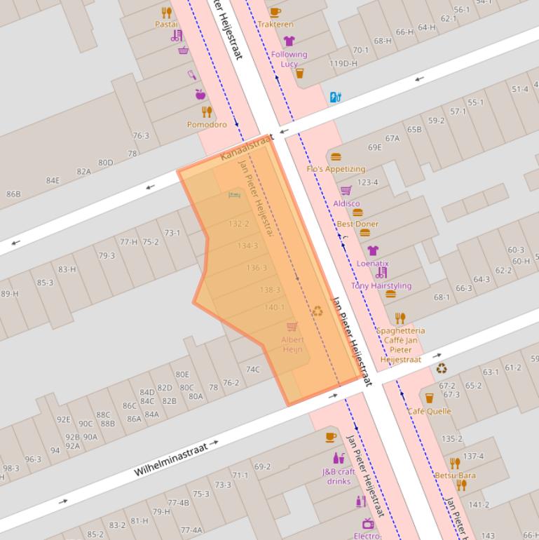 Kaart van postcodegebied 1054MJ.