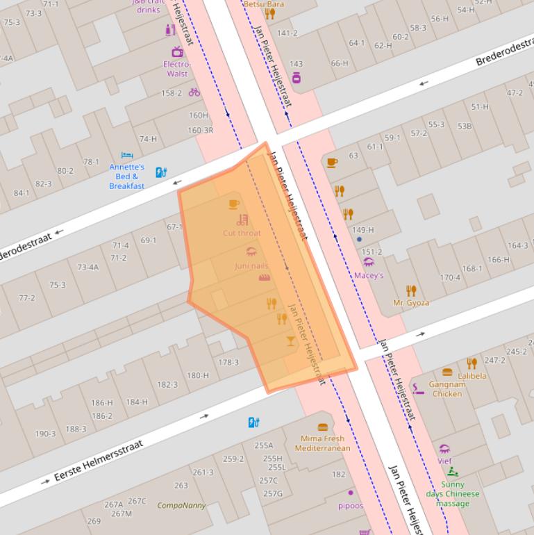 Kaart van postcodegebied 1054ML.