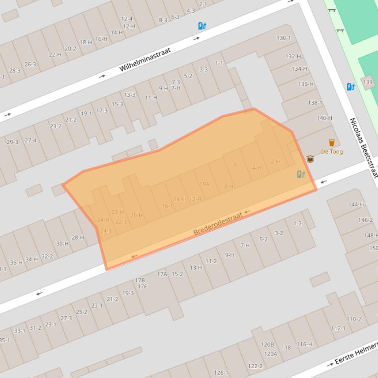 Kaart van postcodegebied 1054MT.