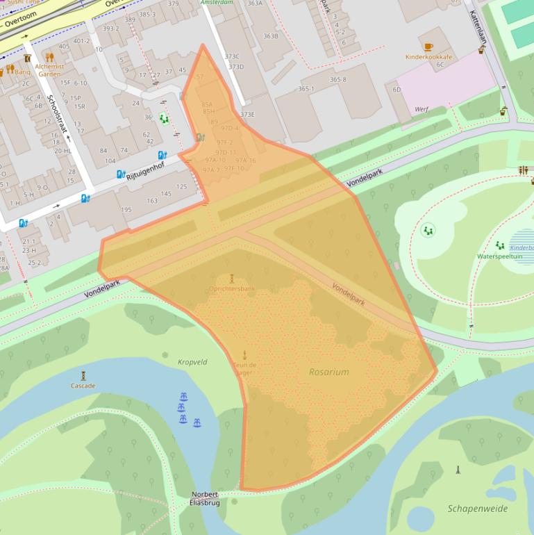 Kaart van postcodegebied 1054NB.