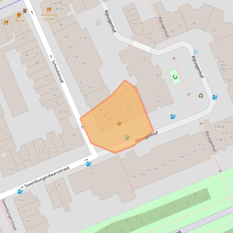 Kaart van postcodegebied 1054NE.