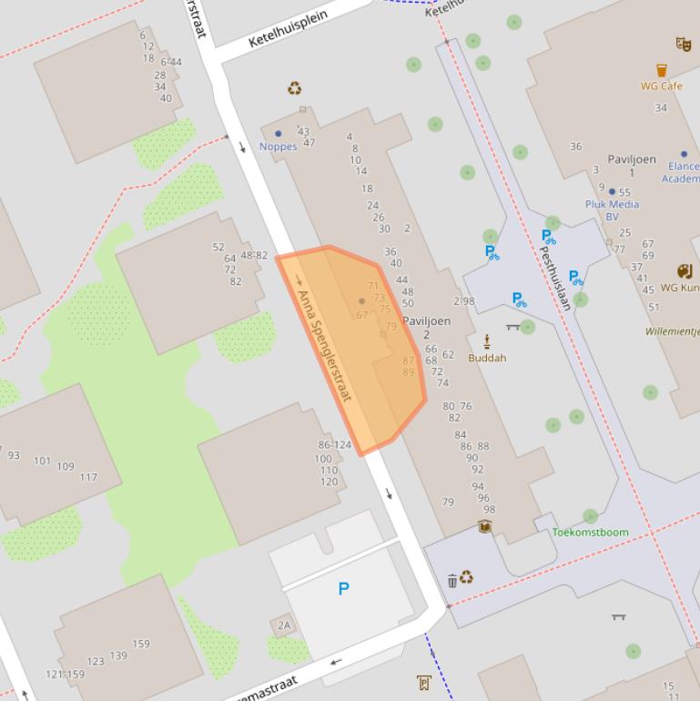 Kaart van postcodegebied 1054NH.