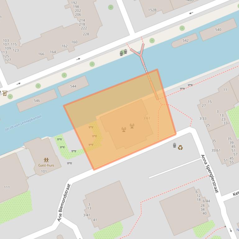 Kaart van postcodegebied 1054PA.