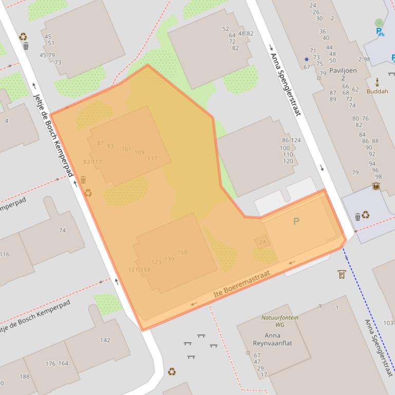 Kaart van postcodegebied 1054PJ.