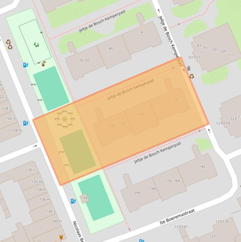 Kaart van postcodegebied 1054PM.