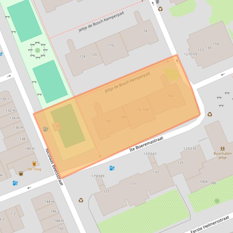 Kaart van postcodegebied 1054PN.