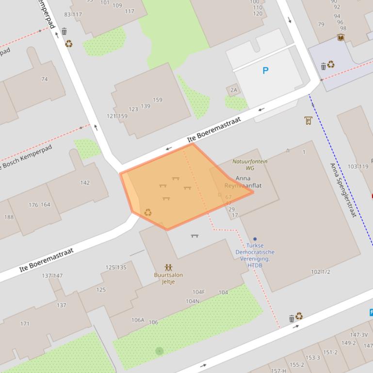 Kaart van postcodegebied 1054PR.