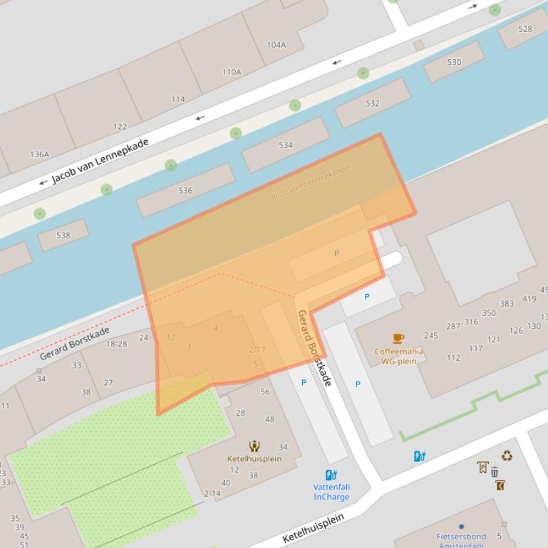 Kaart van postcodegebied 1054PV.