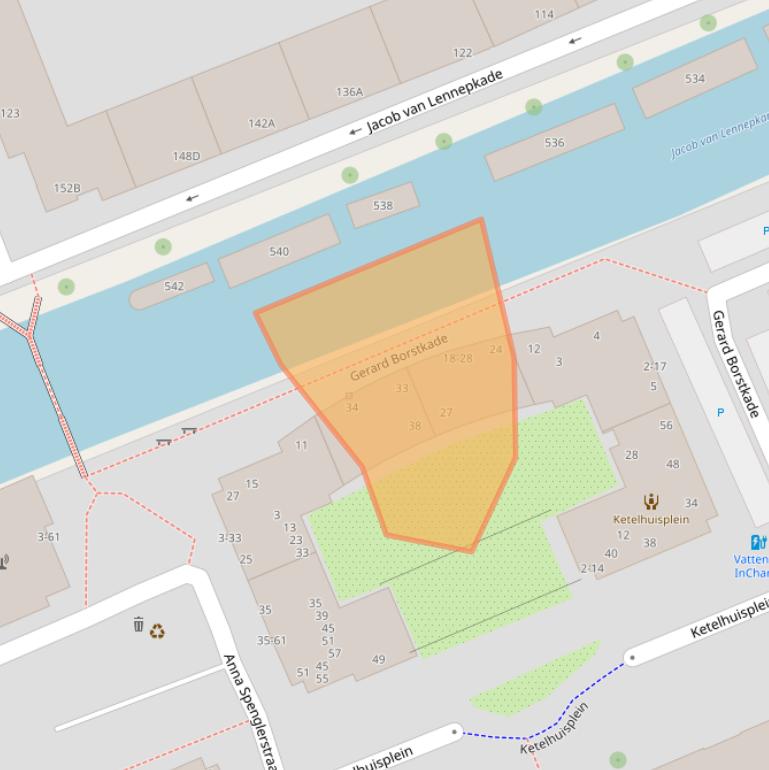 Kaart van postcodegebied 1054PW.