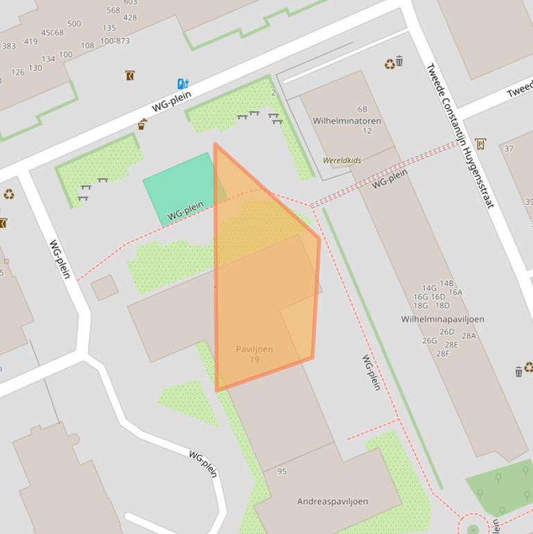 Kaart van postcodegebied 1054RA.