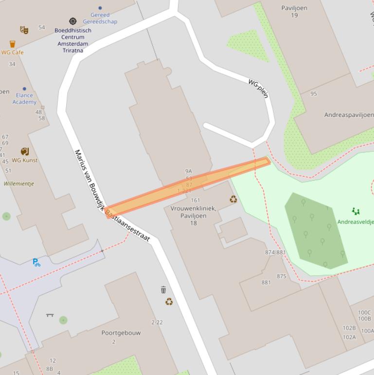 Kaart van postcodegebied 1054RT.