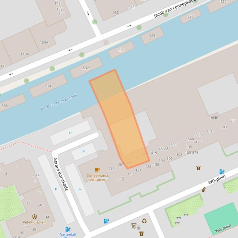 Kaart van postcodegebied 1054SG.