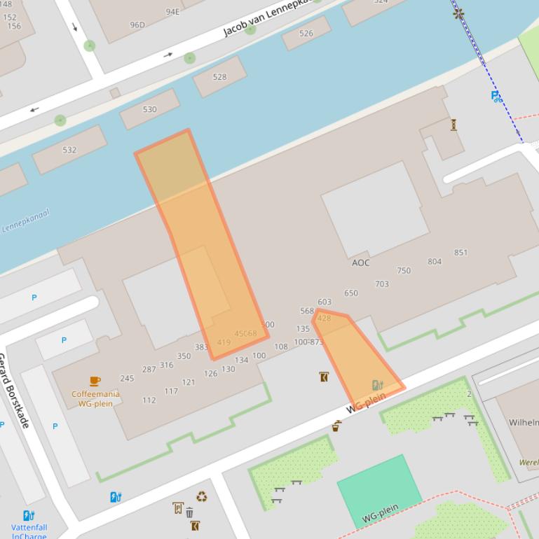 Kaart van postcodegebied 1054SH.