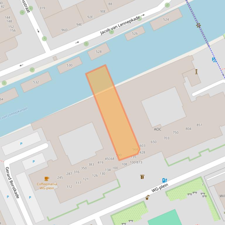 Kaart van postcodegebied 1054SJ.