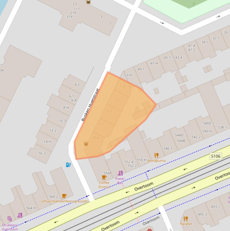 Kaart van postcodegebied 1054SX.