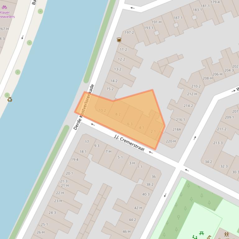 Kaart van postcodegebied 1054TD.