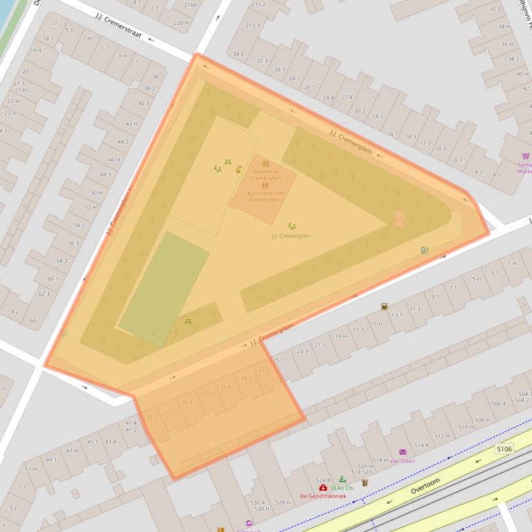 Kaart van postcodegebied 1054TH.