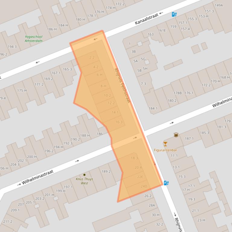 Kaart van postcodegebied 1054TX.