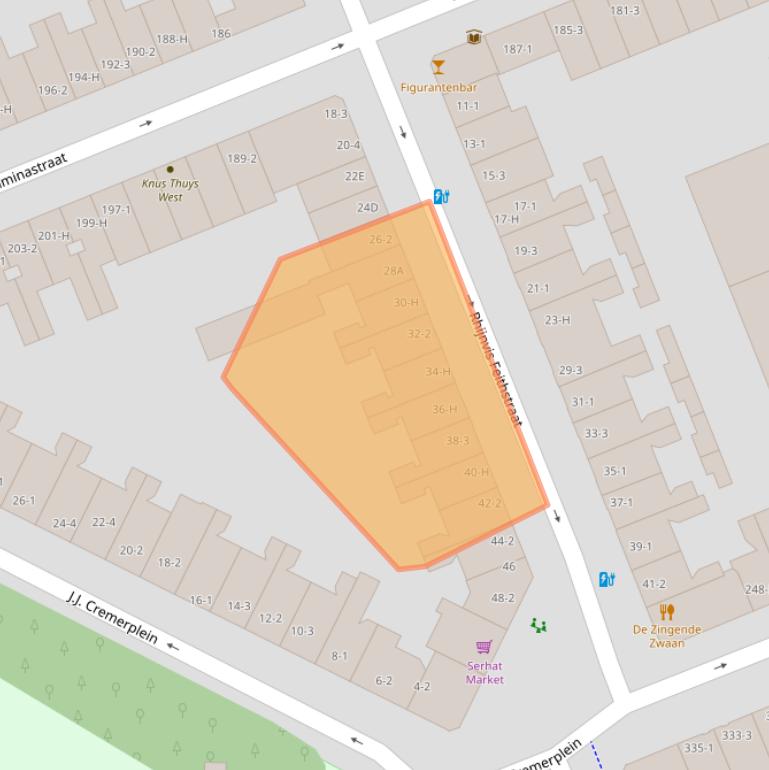 Kaart van postcodegebied 1054TZ.