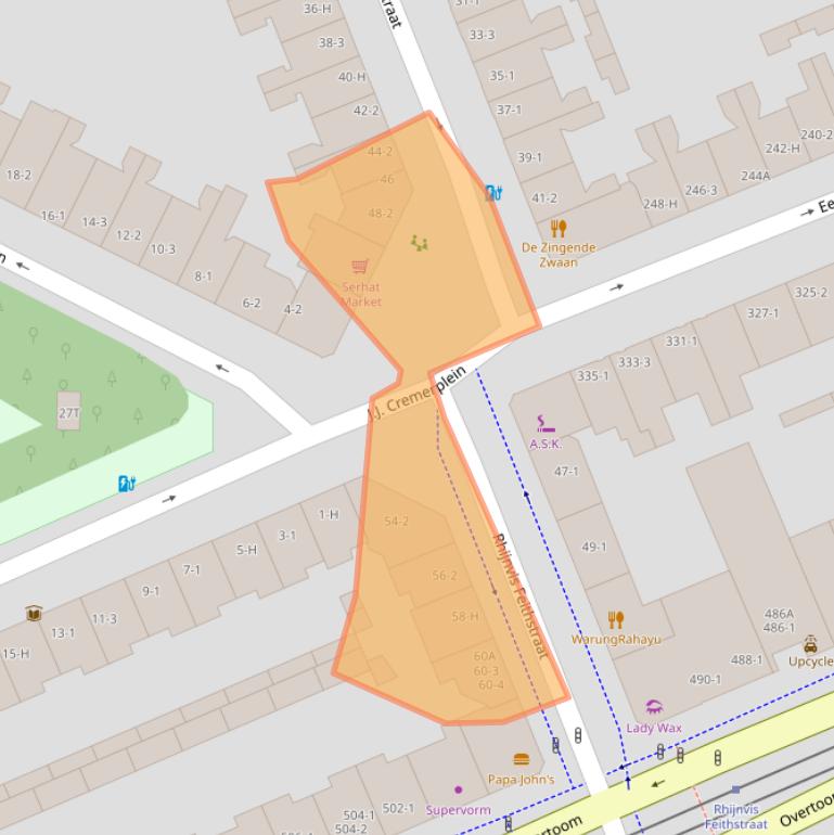 Kaart van postcodegebied 1054VA.