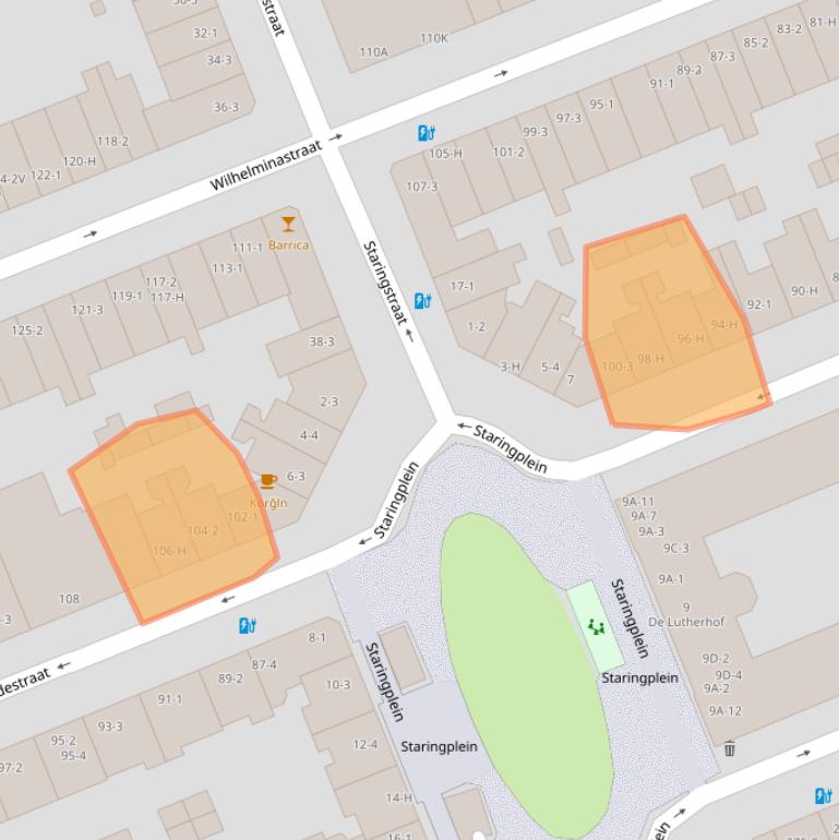 Kaart van postcodegebied 1054VG.