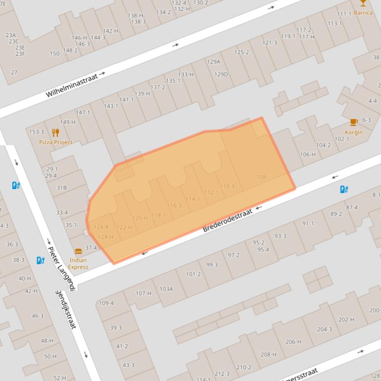 Kaart van postcodegebied 1054VH.
