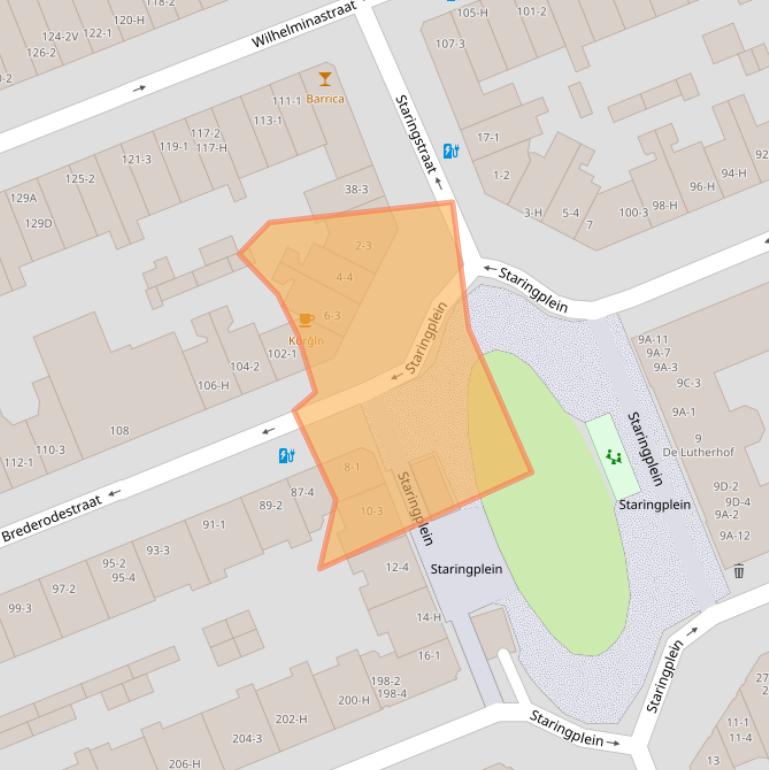 Kaart van postcodegebied 1054VK.